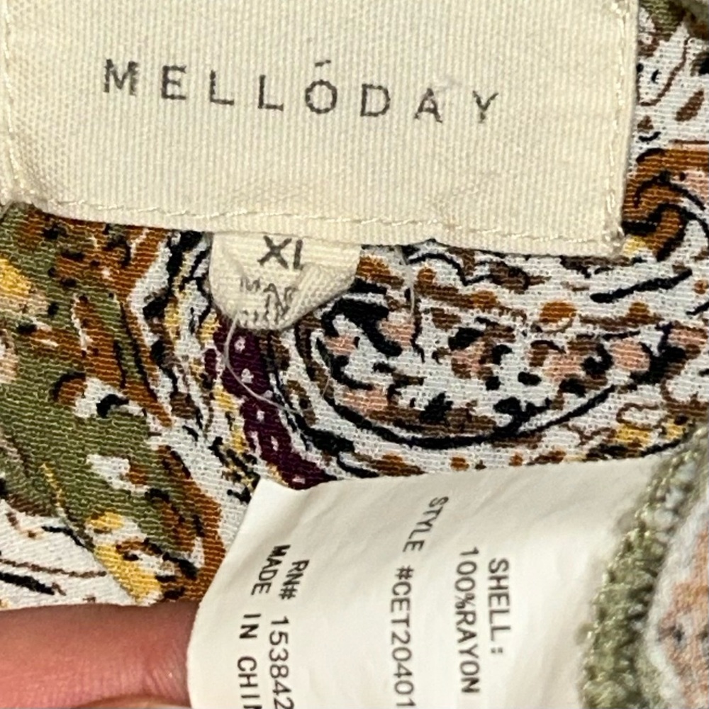 mellóday paisley cinched style peasant tunic mid sleeve women’s top - Picture 10 of 11